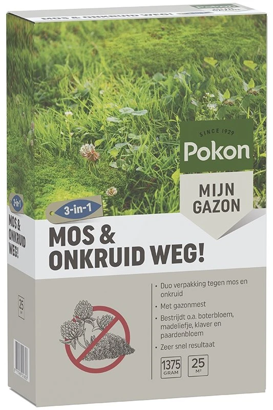 Pokon Mos En Onkruid Weg! 3-in-1 Voor 25m² 3 Pokon Mos En Onkruid Weg! 3-in-1 Voor 25m²